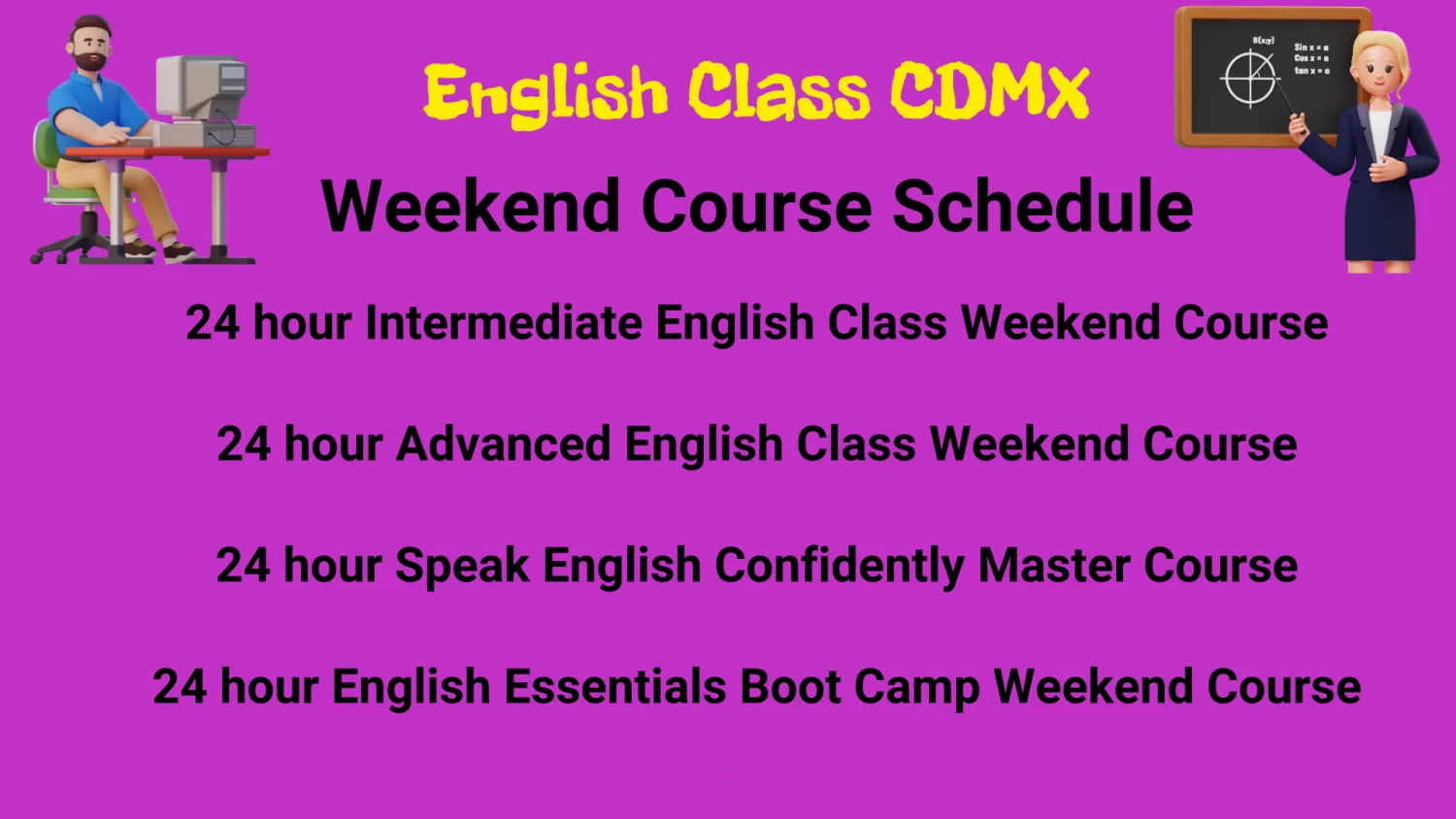 English Class CDMX weekend course schedules